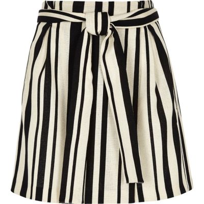 Black stripe wrap mini skirt